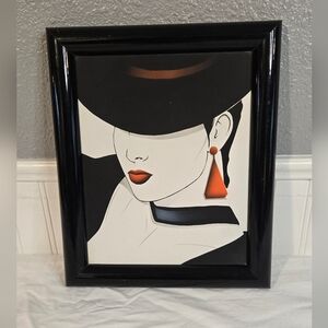 Vintage Patrick Nagel Painting - Framed - Small - 80's